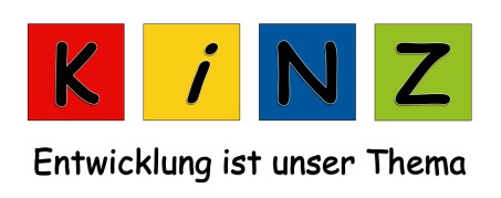 Farbiges Logo mit Buchstaben K I N Z und Entwicklung ist unser Thema