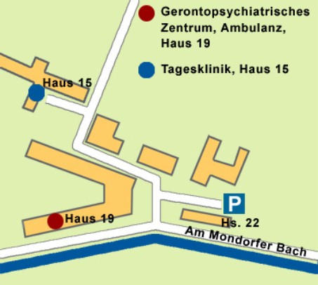 Lageplan des Gerontopsychiatrischen Zentrums